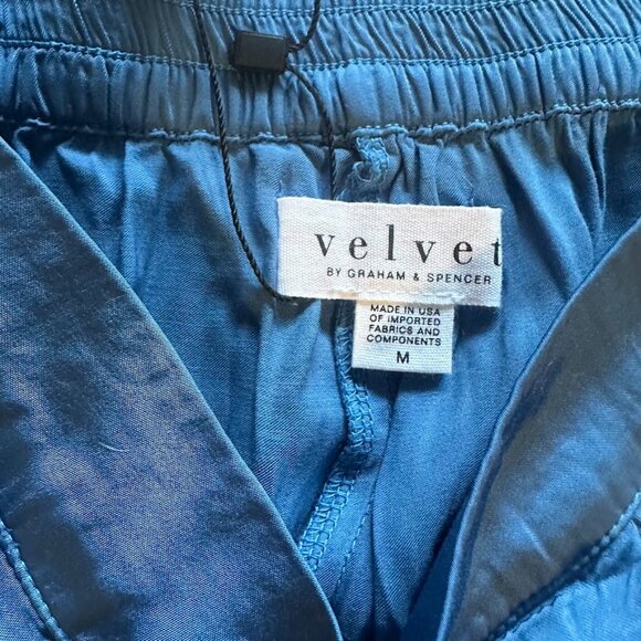 Velvet by Graham & Spencer  satin viscose wide leg pant blue - Picture 3 of 4